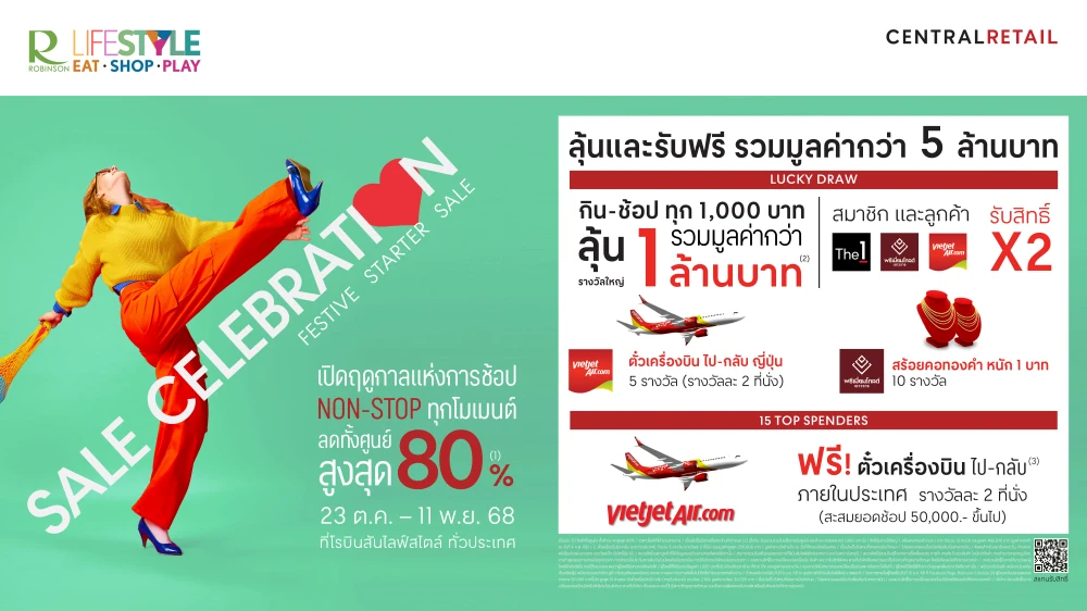 Robinson Lifestyle Kicks Off Shopping Season with “SALE CELEBRATION FESTIVE STARTER SALE” — Up to 80% Off Nationwide and Over 5 Million Baht in Rewards