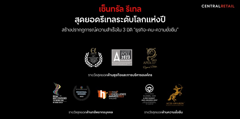 เซ็นทรัล รีเทล สุดยอดรีเทลระดับโลกแห่งปี  สร้างปรากฏการณ์ความสำเร็จใน 3 มิติ “ธุรกิจ-คน-ความยั่งยืน”